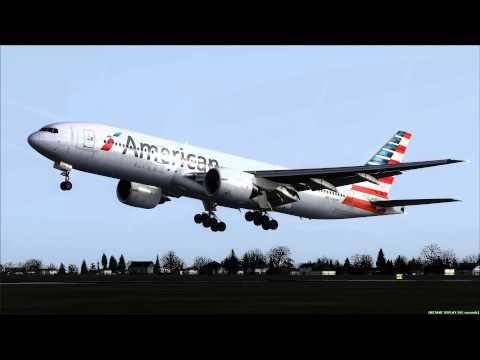 American 777-200ER landing at Dallas