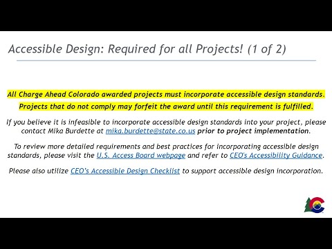 Charge Ahead Colorado (CAC) Orientation Video #2 - Accessible Design &amp; Charging Considerations