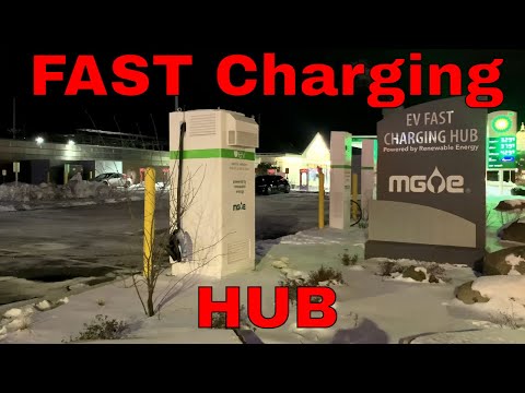 MG&amp;E Charging HUB in Madison Wisconsin Largest EV Charging Station Location in WI